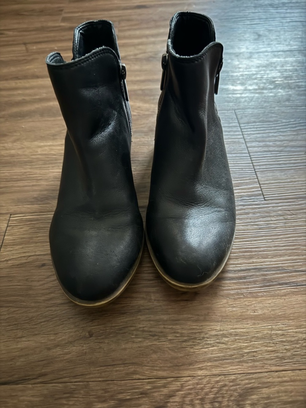 Lucky Brand Black Leather Ankle Booties with Side Zip